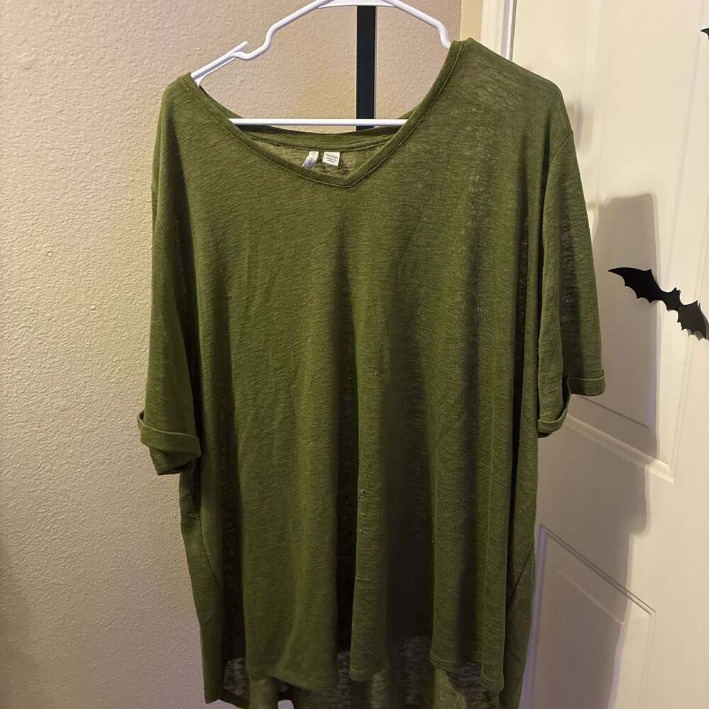 Cato Green Cuffed Sleeve Hacci Knit Top